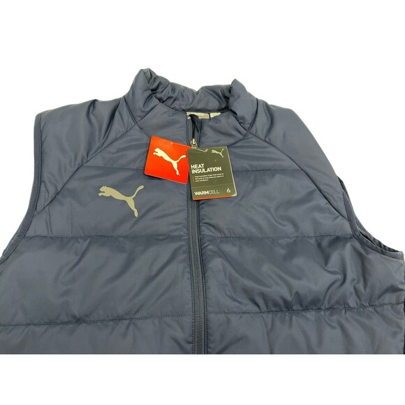 PUMA Men's Teamliga Vest Jacket Puffer Medium, Peacoat Warmcell Navy Blue NWT - Picture 5 of 5